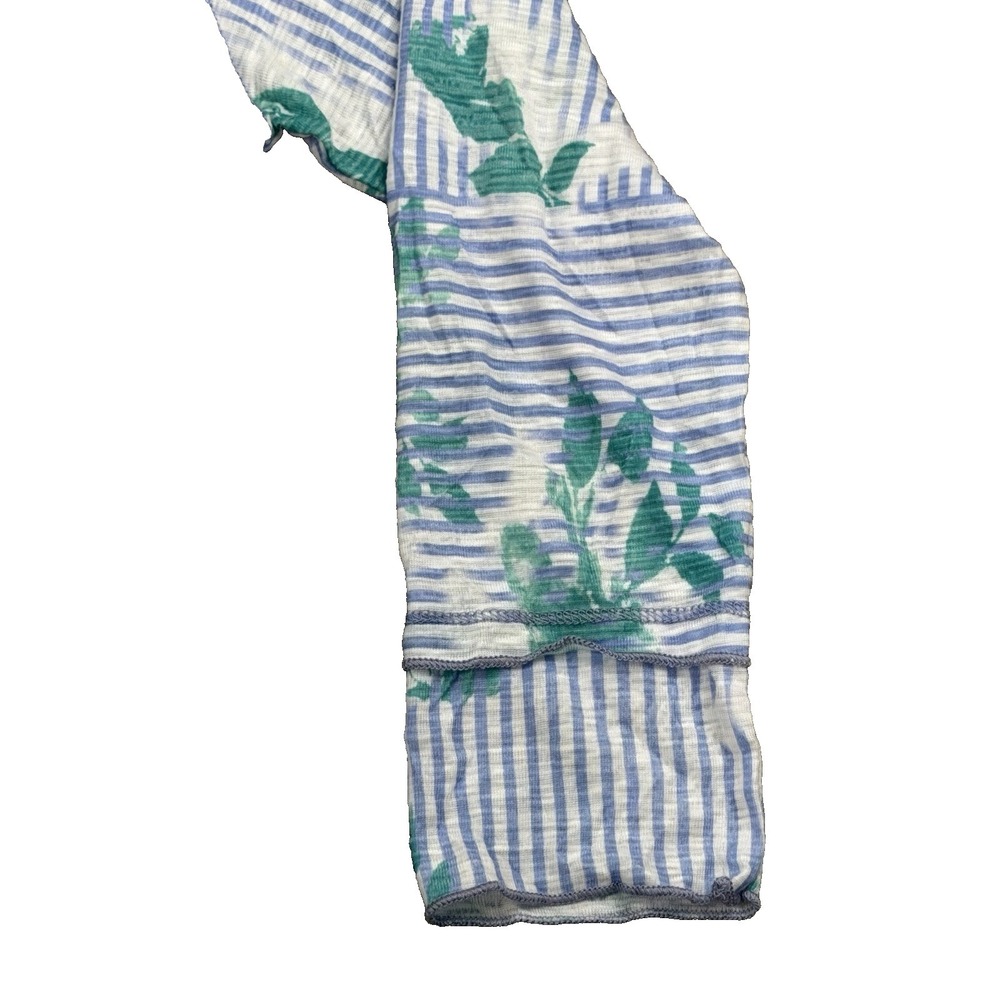 David Cline Crushed Tee Women M Floral Stripe Print 3/4 Sleeve Coastal Nautical - Picture 2 of 11